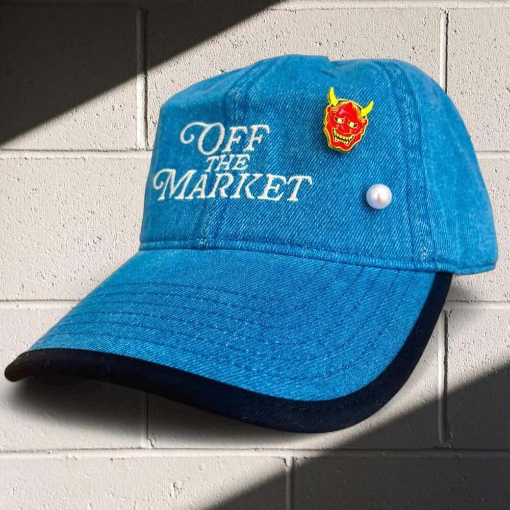 Aerie Off The Market Denim Baseball Hat O/S Blue Custom Pin